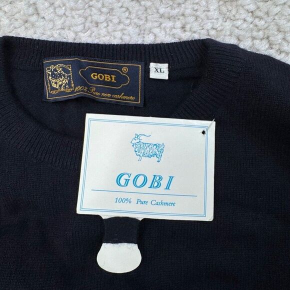 Gobi Cashmere Crew Neck Sweater Navy Blue NEW DEFECT - Picture 3 of 6